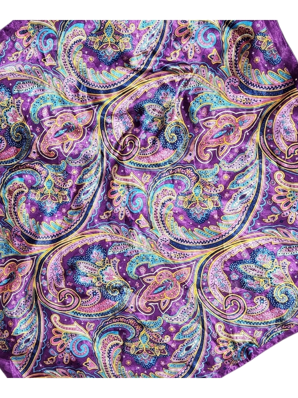 Silky Purple Paisley Scarf - Picture 7 of 10
